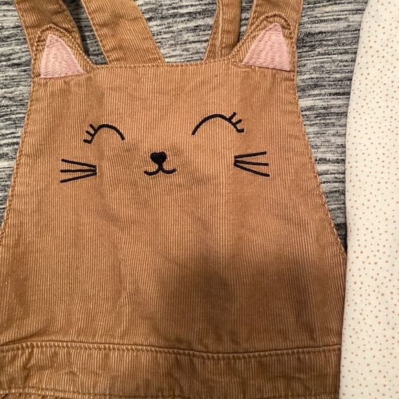 Cute cat overalls with long sleeve polkadot tshirt - Picture 2 of 2